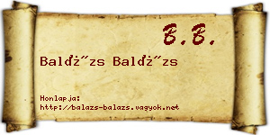 Balázs Balázs névjegykártya